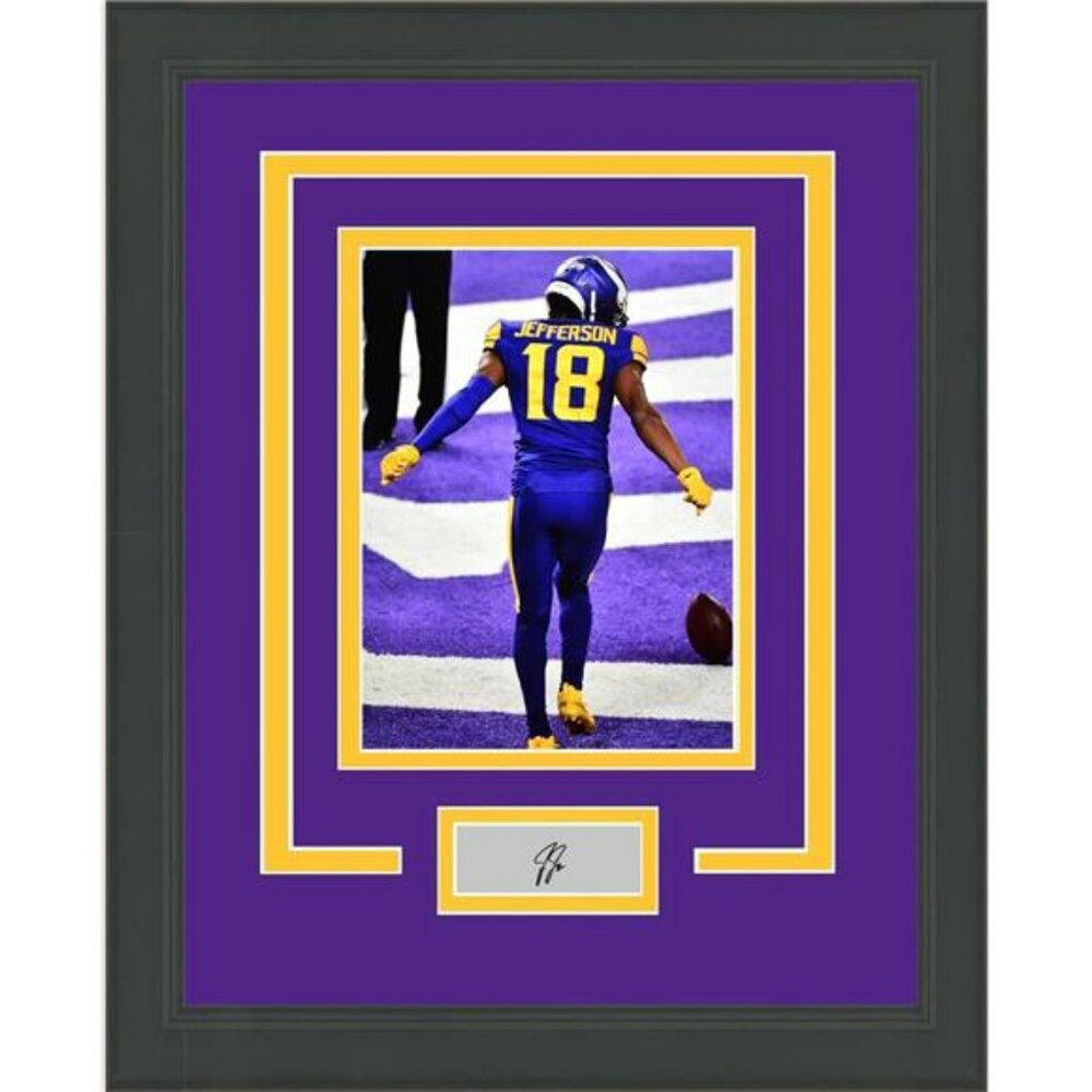 Framed Justin Jefferson Facsimile Laser Engraved Signature Auto MinnesotaVikings